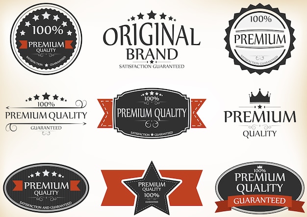 Vector premium quality and guarantee labels