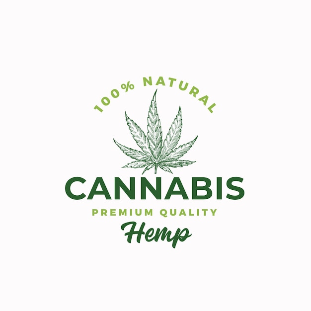 Premium quality hemp. cannabis abstract sign, symbol or logo template