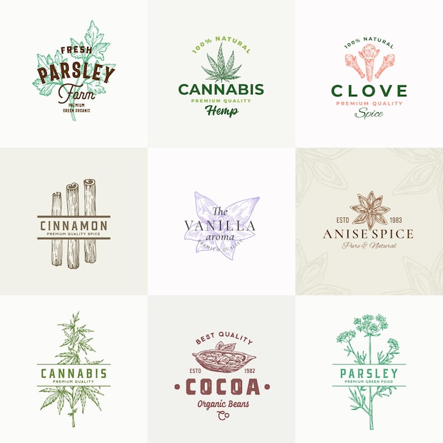 Premium quality herbs and spices signs or logo template