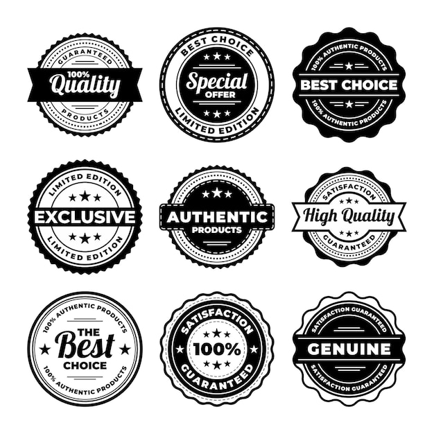 Vector premium quality label badge vector set