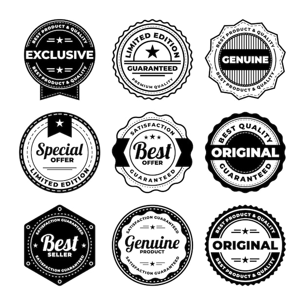 Vector premium quality label badge vector set