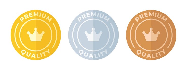 Premium quality medal collection Gold silver and bronze premium quality label illustration set