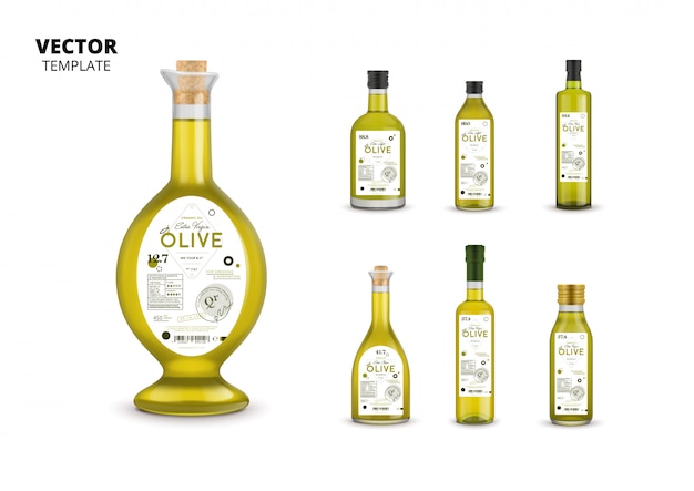 Vettore imballaggi per bottiglie di vetro di olio d'oliva di alta qualità