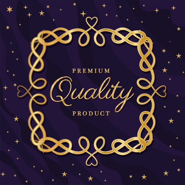 Premium quality product with gold ornament frame and stars