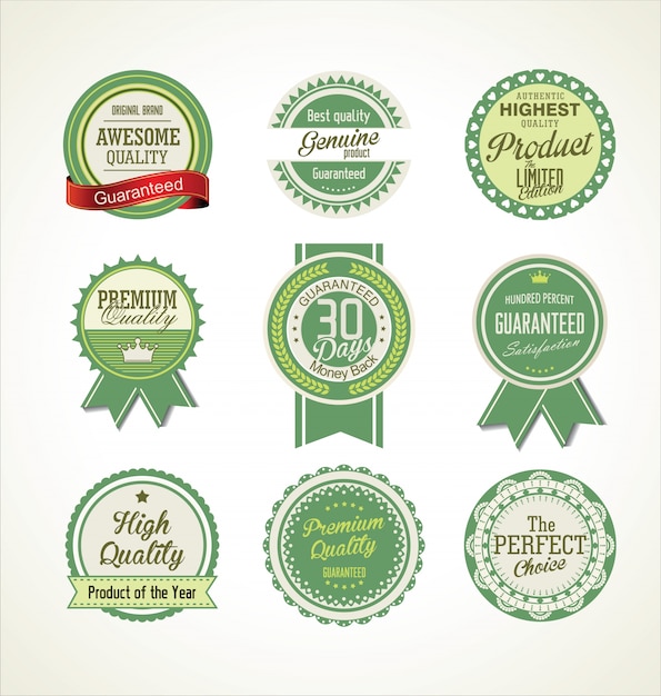 Vector premium quality retro badges collection