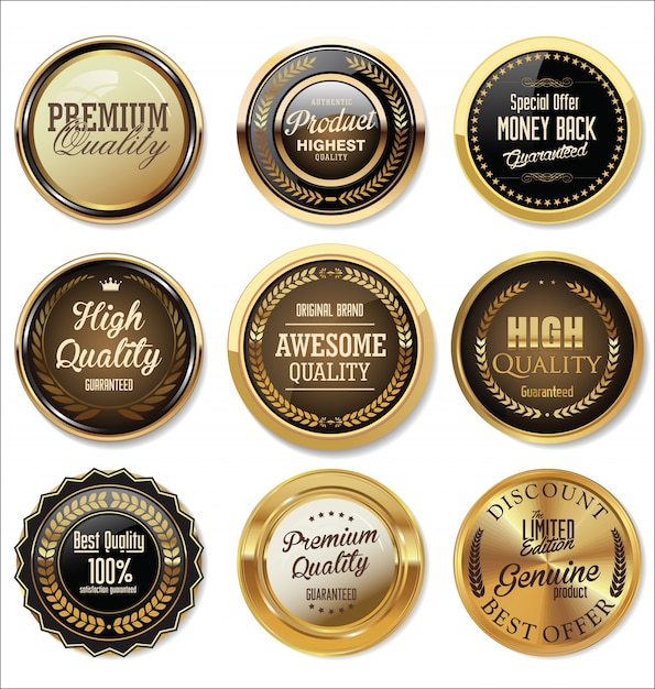 Vector premium quality retro badges collection