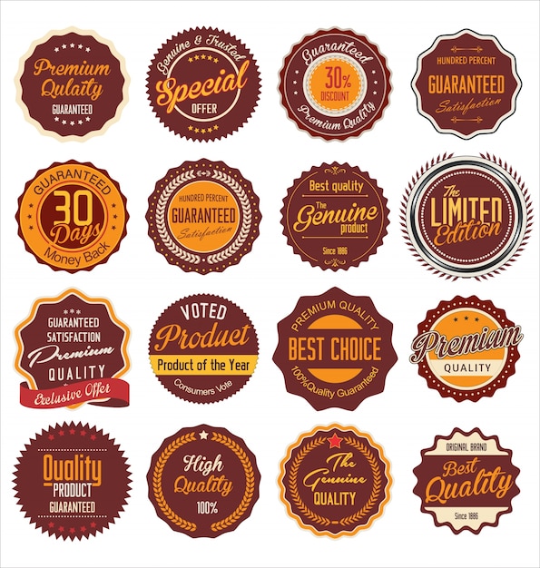 Vector premium quality retro labels collection