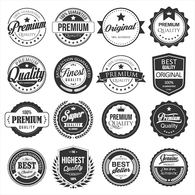 Premium quality retro vintage black and white badge