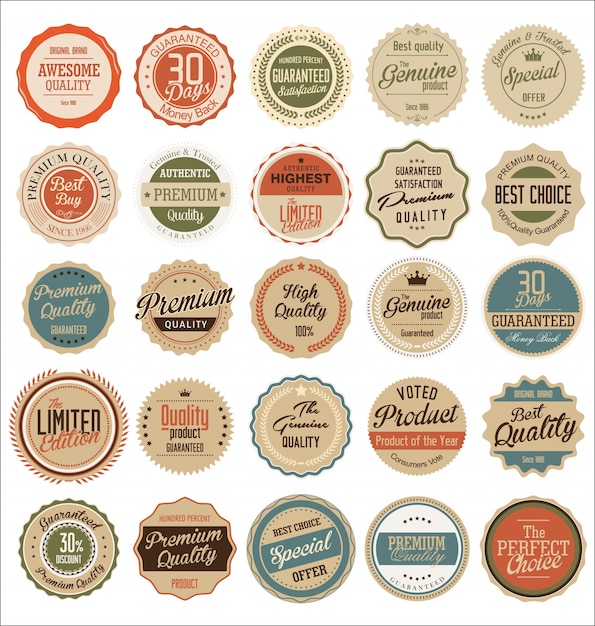 Vector premium, quality retro vintage labels collection