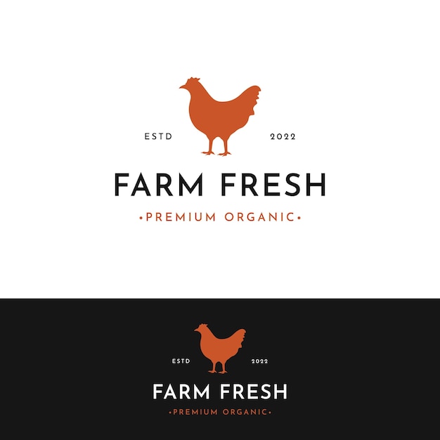 premium quality retro vintage organic farm chicken template logodesign for badgebanerbusiness