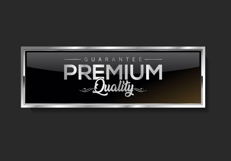 Vector premium quality silver and black label isolated on black background
