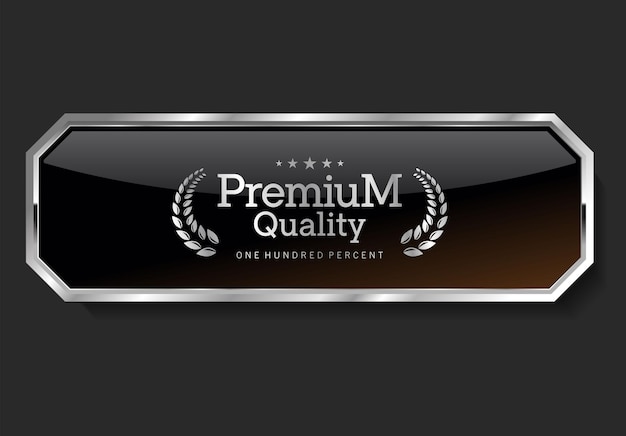 Vector premium quality silver and black label isolated on black background