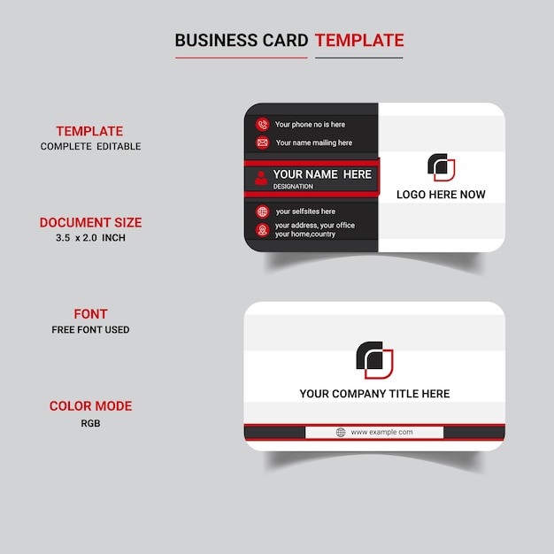 Премиум-качественный стандарт и стильный современный дизайн шаблона визитки