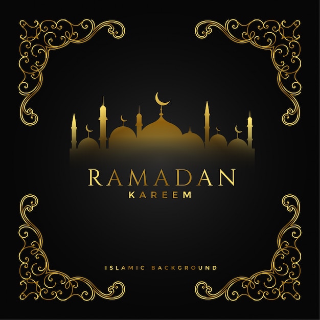 Премиум-фестиваль ramadan kareem золотой фон