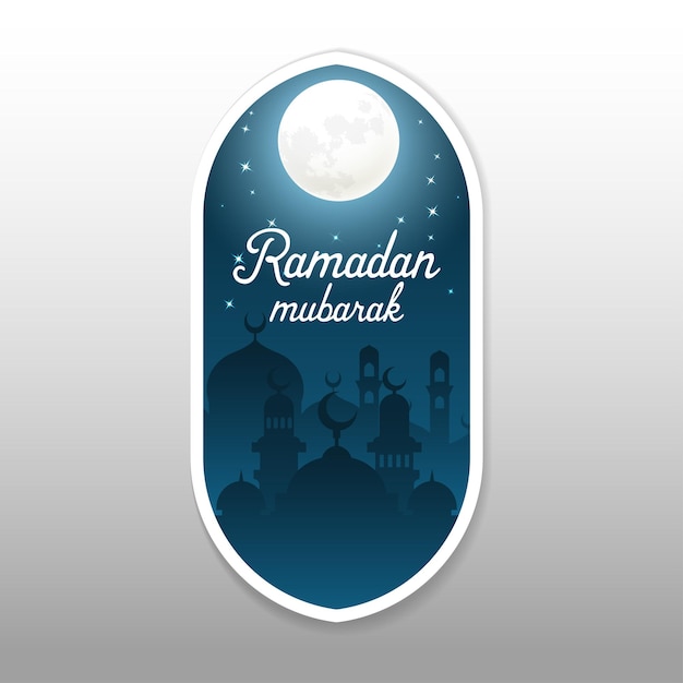 Premium ramadan sticker label vector transparante achtergrond