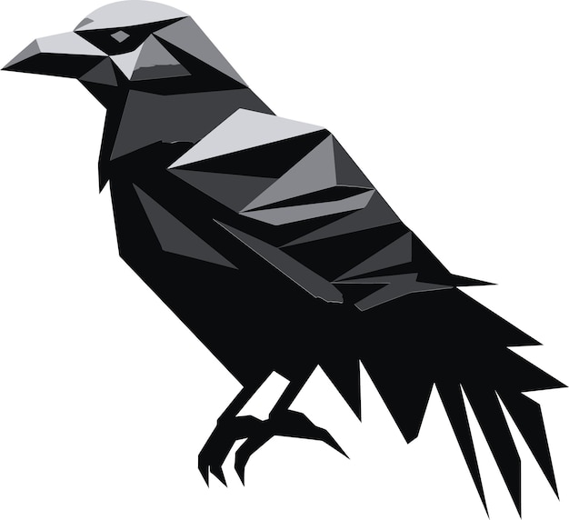 Vector premium raven monochrome symbol intricate raven crest design