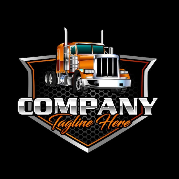 プレミアム既製のロゴベクトルトラック会社のロゴ大胆なバッジエンブレムトラックロゴコンセプトトラックおよび貨物業界に最適なロゴ