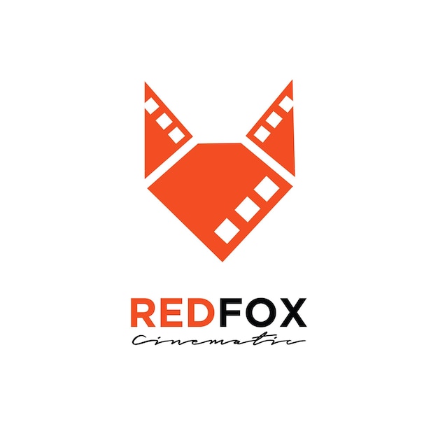 Premium red fox Studio Movie Cinema Film Production logo design vector icon illustration