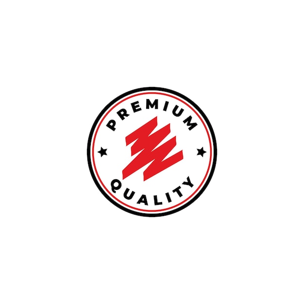 premium red scribble wave stamp logo concept