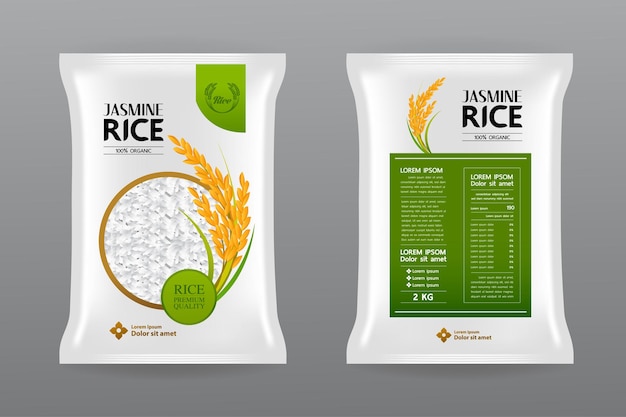 Vector premium rice bran oil package illustration