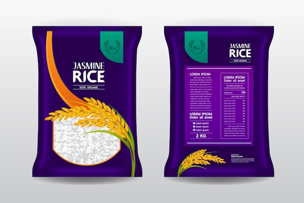 Premium rice bran oil package illustration