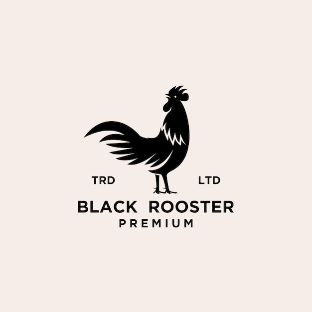 프리미엄 수탉 블랙 로고 디자인