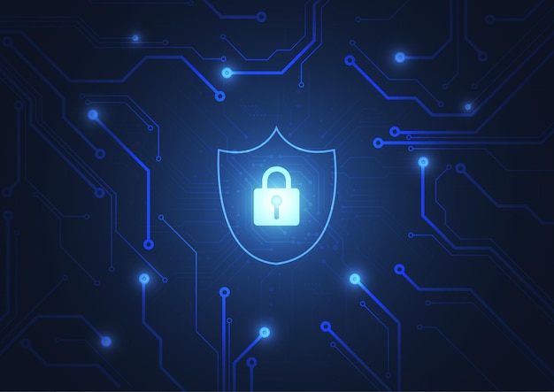 Concetto di cyber digital di sicurezza premium il background tecnologico astratto protegge l'innovazione del sistema per il business illustrazione vettoriale