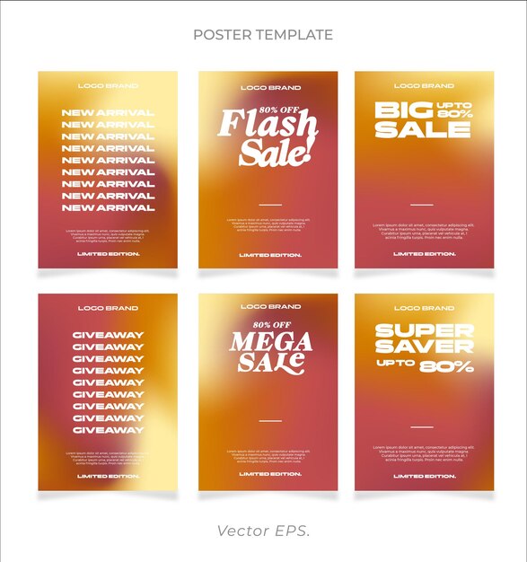 Premium set Bewerkbare verkoop korting aanbiedingen Poster flyer mix oranje rode gradiënt vector