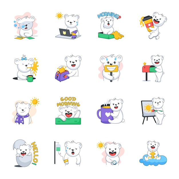 Premium set platte teddybeerstickers