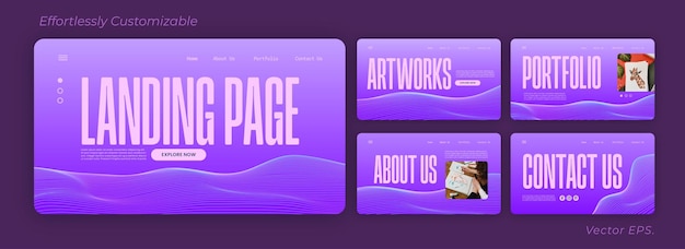 Premium set Web design UI UX mix violet roze gradiënt vector