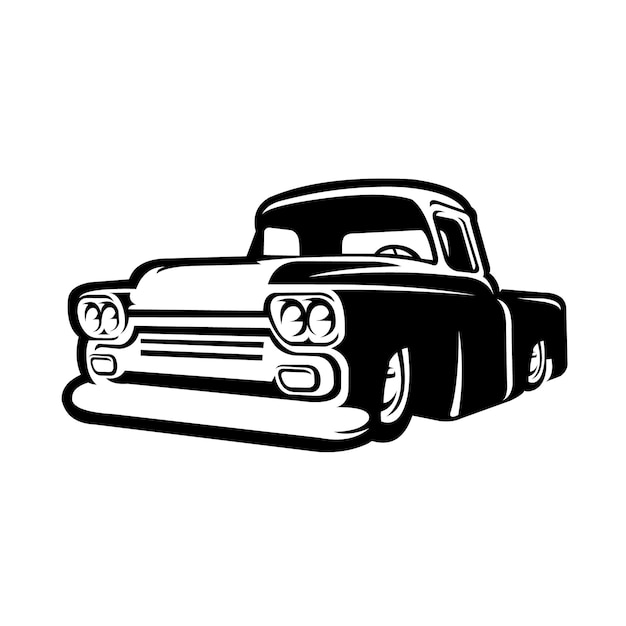 Premium silhouette monochrome of classic hotrod pickup truck vector