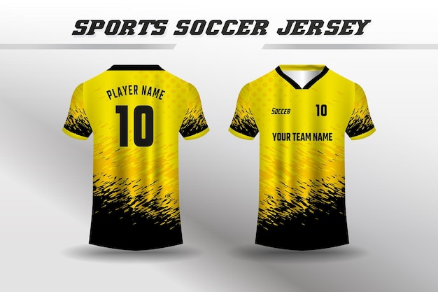 Premium Soccer Uniform Jersey Design Template Sports T shirt design with Grunge Background