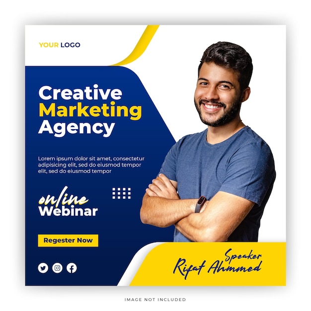 Premium social media marketing agency online webinar banner template design eps