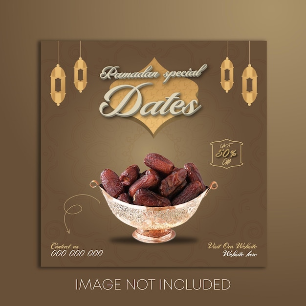 Premium Special Ramadan dadels fruit social media post of vierkante bannersjabloon of vierkante flyer