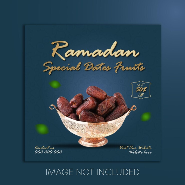 Vector premium special ramadan dates fruits social media post or square banner template or square flyer