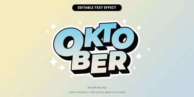 Premium speelse bewerkbare tekst-effect October Vector Design