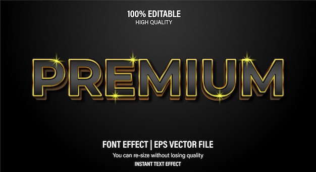 Premium text, gold and black style editable text effect.