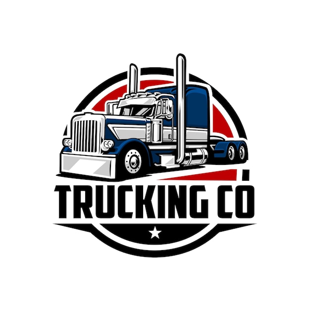 Premium trucking company ready made logo 18 wheeler semi truck logo vector