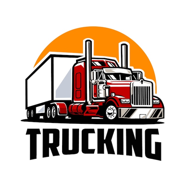 Premium trucking freight 18 wheeler vector illustration. best for tshirt design