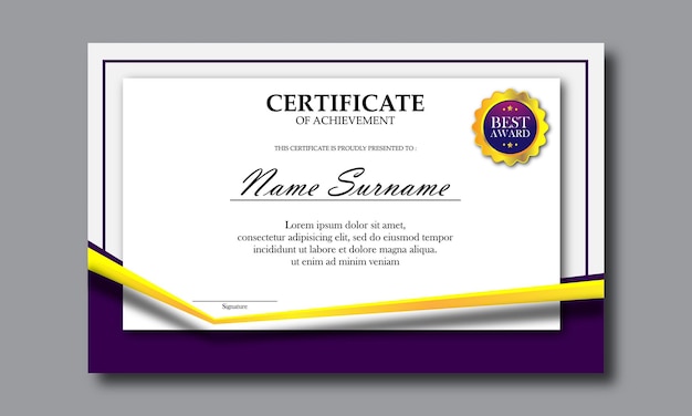 Modello di certificato e diploma unico premium