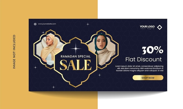 Tempio unico premium per il design del banner ramadan per i social media modificabile