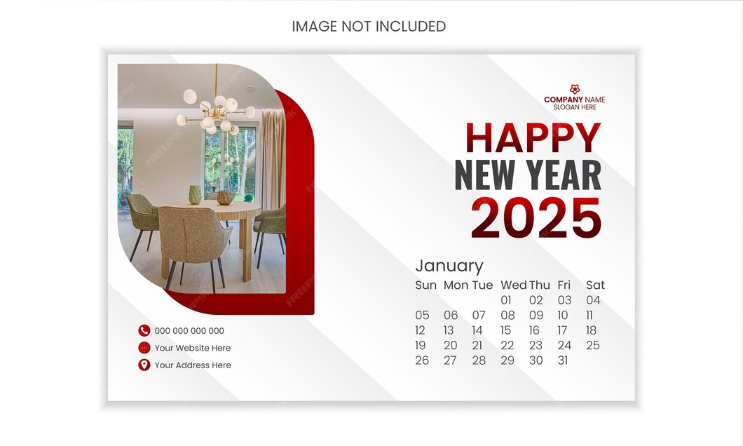 Premium Vector | Premium vector 2025 happy new year clean calendar template