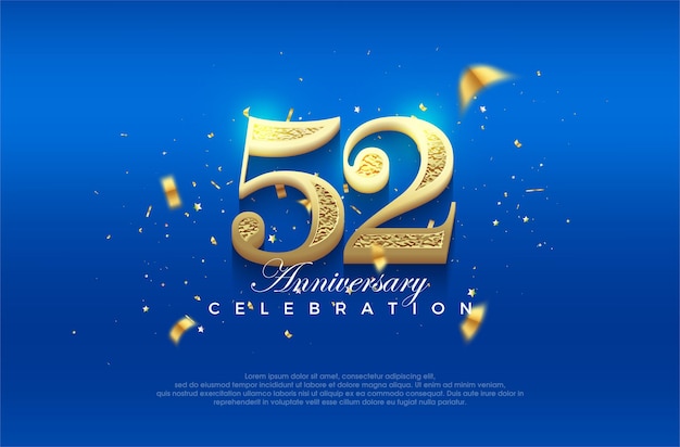 Premium vector 52nd anniversary celebration background with fancy numeral glitter Premium vector background for greeting and celebration