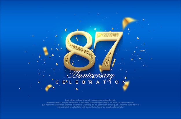 Premium vector 87th anniversary celebration background with fancy numeral glitter Premium vector background for greeting and celebration