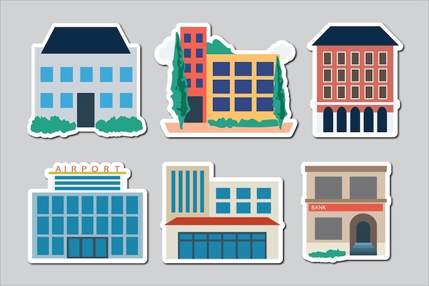 Vector premium vector of buldings sticker buildings vector design