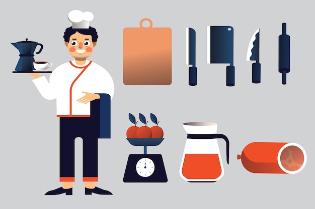 Vector premium vector of chef cooking