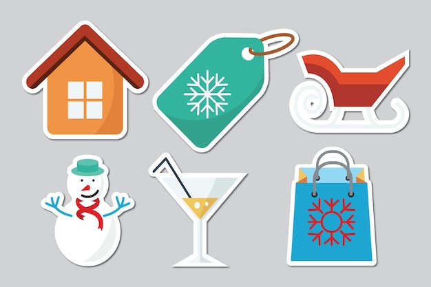 Premium vector of christmas stickers sticker pack design