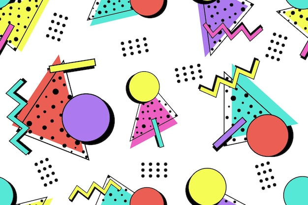 premium vector colorful memphis style nostalgic background or retro 80s 90s seamless pattern