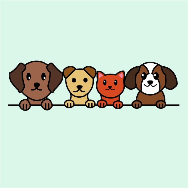 Premium vector cute dogs of collection cartoon design