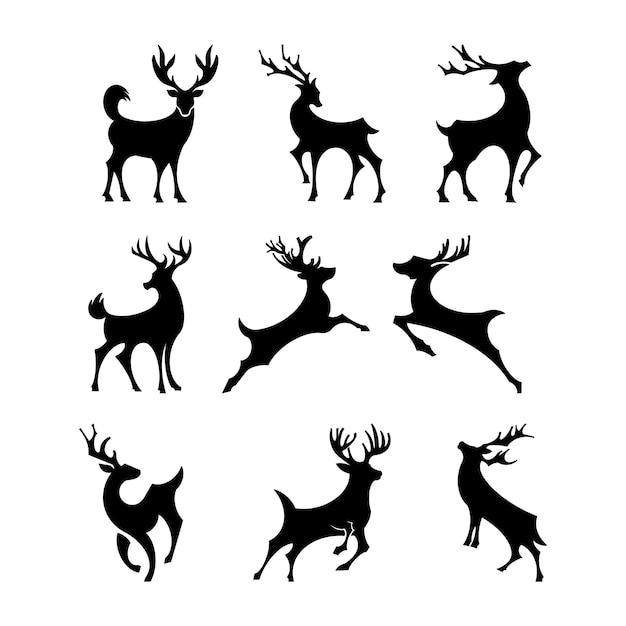 Premium vector deer silhouette collection